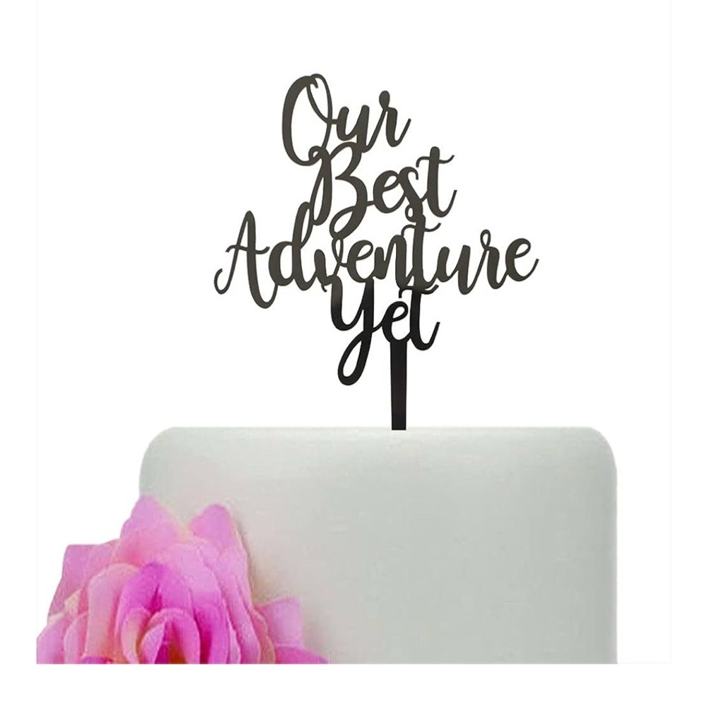 Black Acrylic Cake Topper - Our Best Adventure Yet NWT - Picture 3 of 3